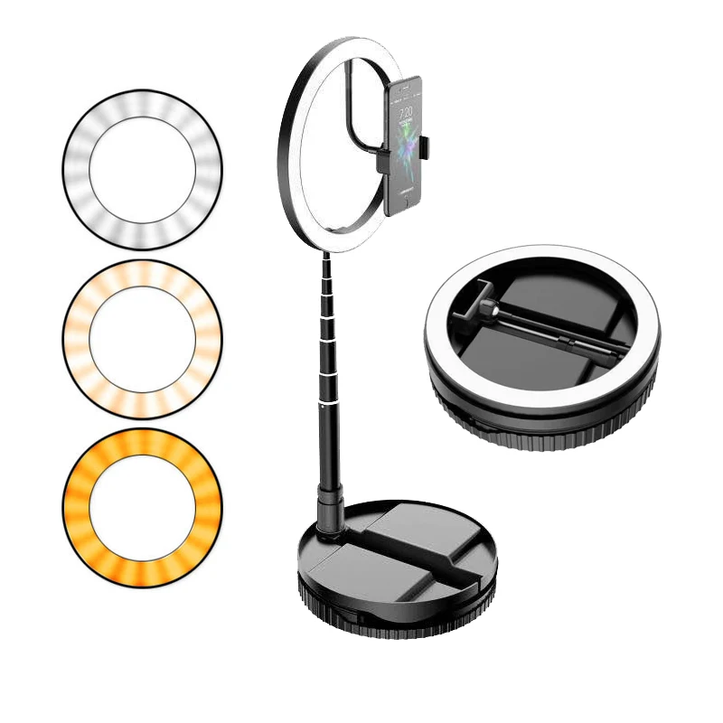 Выдвижной светодиодный кольцевой светильник для селфи лампа 26 см со штативом