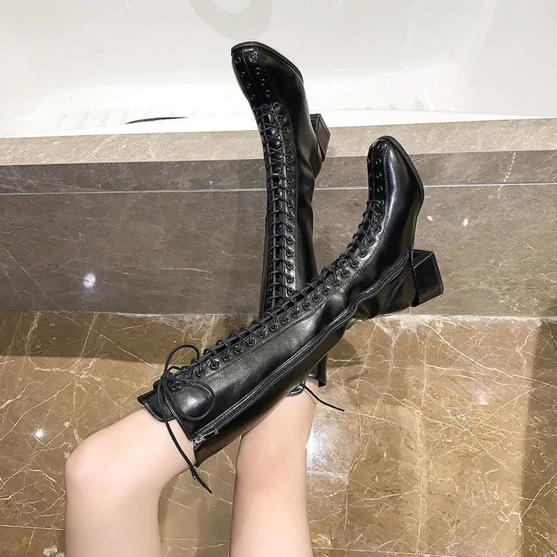 Женские ботфорты из натуральной кожи на низком каблуке Размеры 35 43|Ботфорты| |