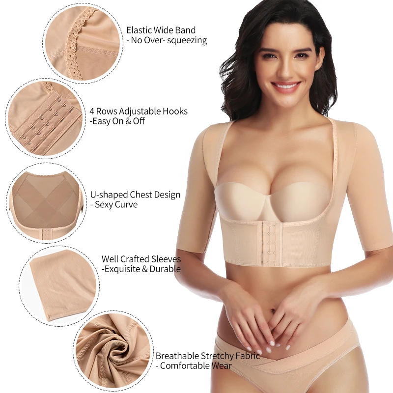 Women's Slimming Underwear Arm Shapers Posture Back Corset Binder Chest Compression Sleeves Posture Corrector Shapewear Tops