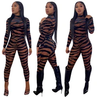 2021 new women mesh leopard printed two piece set see through matching sets bodycon pants jogger tracksuit club party outfit