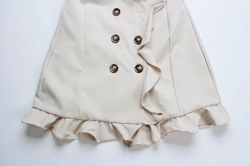 

Leiouna Ruffles Loose Double-breasted Office Style Lady Spring Fashion 2021 Notched Temperament Full Sleeve Women Elegant Dress