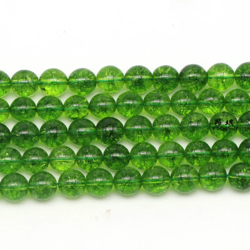 Бусины AngQI из натурального кварца с зеленым Перидотом круглые свободные бусины 6 8