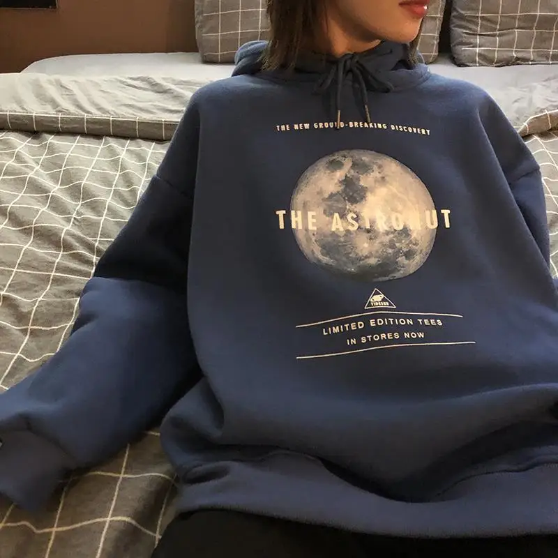 

Women Autumn Winter Tops Oversize Hoodies Plus Velvet Sweatshirt Ladies Fashion Pullovers Streetwear O-Neck Tops 2 Color L-4XL