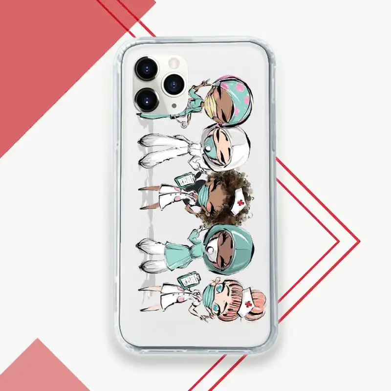 

Cartoon doctor angel grateful Phone Case Transparent for iPhone 11 12 mini pro XS MAX 8 7 6 6S Plus X 5S SE 2020 XR