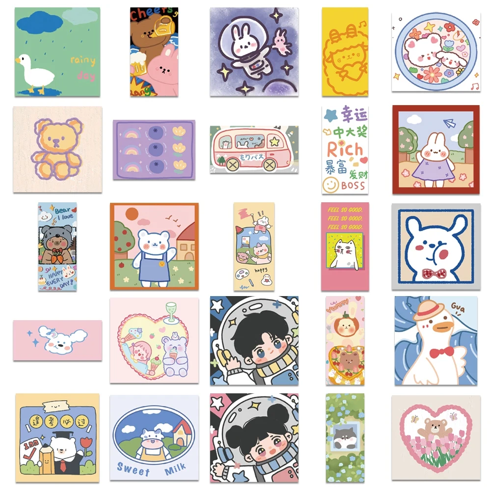 50 шт. милый кролик медведь ежедневные кавайные декоративные наклейки