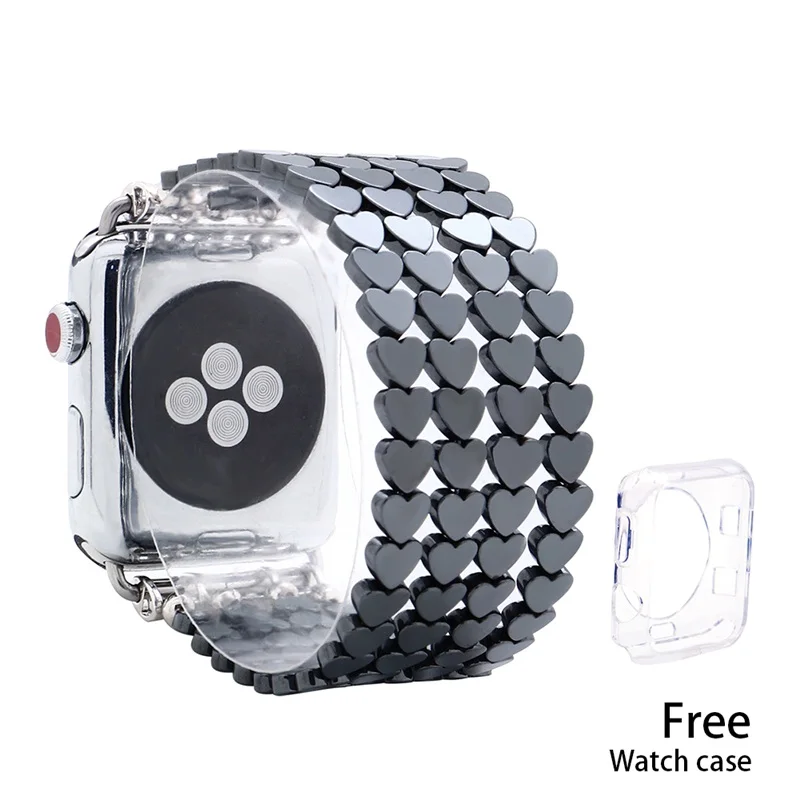 Ремешок из гематита Lureen для Apple Watch 5, 4, 3, 2, 1, 42 мм, 38 мм, резиновый ремешок для iwatch 5, 4, 3, 40 мм, 44 мм - Цвет ремешка: Heart