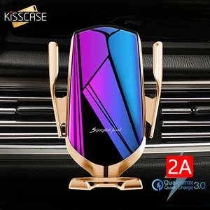 kisscass automatic clamping car wireless charger for iphone 12 11 samsung s20 xiaomi 10 infrared sensor car phone holder charger free global shipping