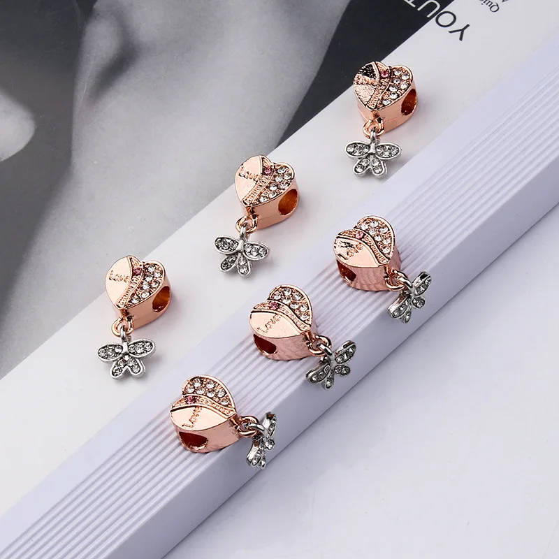 

One Pcs Cup Aolloy Lover Heart Wine bottle Dangle bead fit Original European Brand charms silver color bracelet women