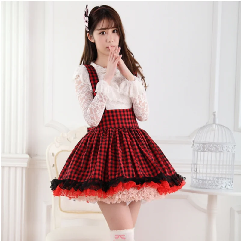 

Japanese princess sweet lolita skirt vintage lace bowknot lattice strap victorian skirt kawaii girl gothic lolita sk loli cos