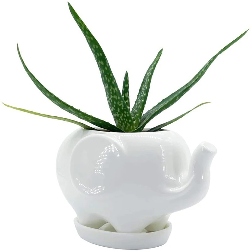 Горшок для цветов керамический горшок с белым слоном 1 шт.|Цветочные горшки и