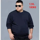 Мужская большая футболка 12xl 180 кг размера плюс 7XL 8xl 9xl 10xl 11xl зимняя Свободная Толстовка с длинным рукавом и круглым вырезом черный синий большой Топ