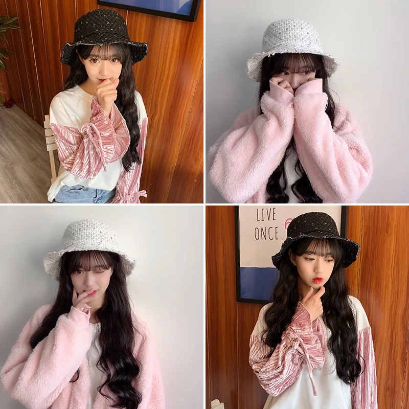 Autumn and Winter New Ladies Knitted Fisherman Hat Japanese Wild Sunscreen Basin Hat Korean Outdoor Sun Hat