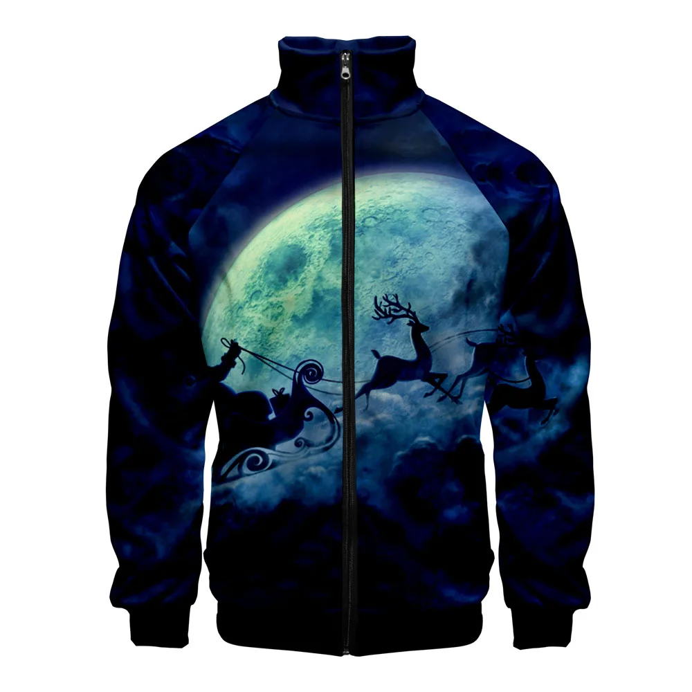 

Christmas 3d print New arrival stand collar jackets comfy pop sports jacket streetwear zipper jacket