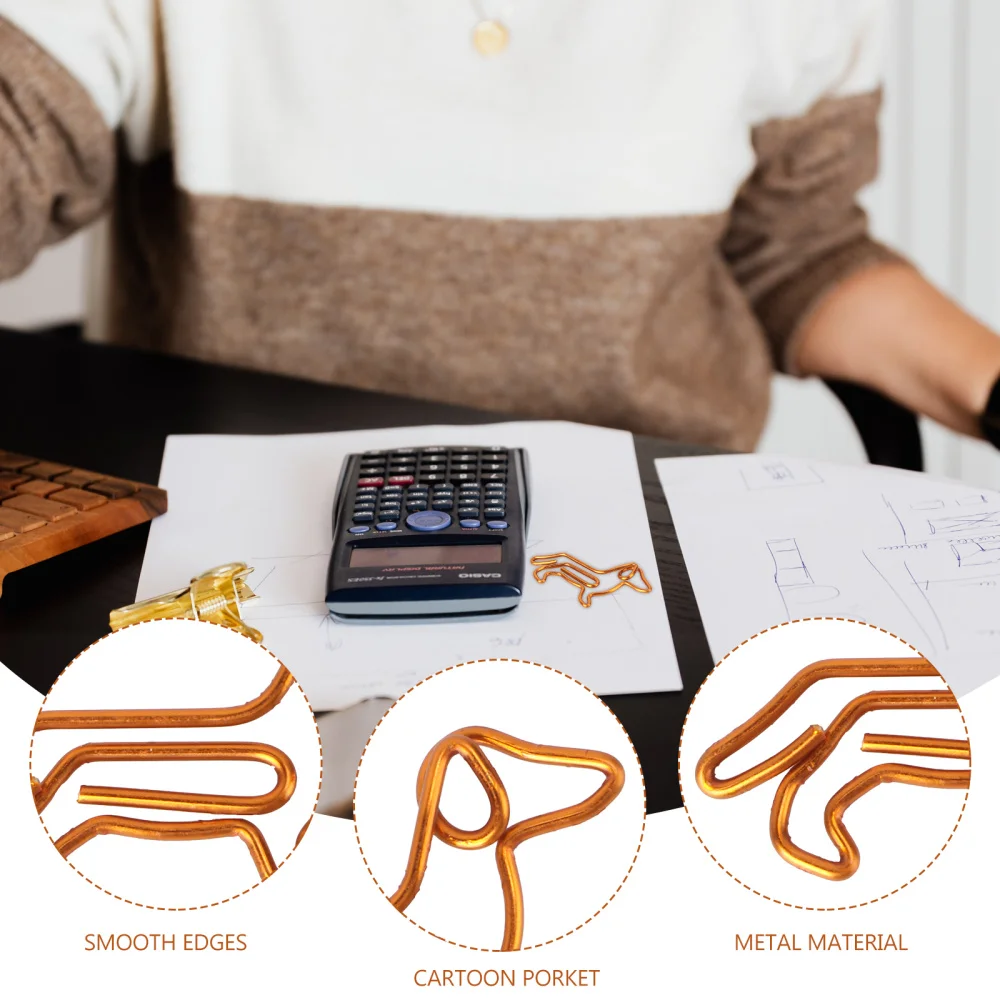 

30Pcs Golden Dachshund Paper Clips Cartoon Paper Clips Creative Customization Special-shaped Gold Paper Clips(Orange)