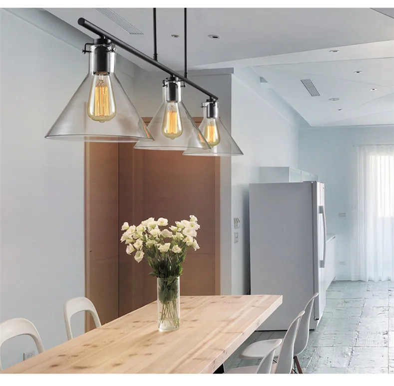 Простой ретро стеклянный подвесной светильник s ресторанный обеденный стол