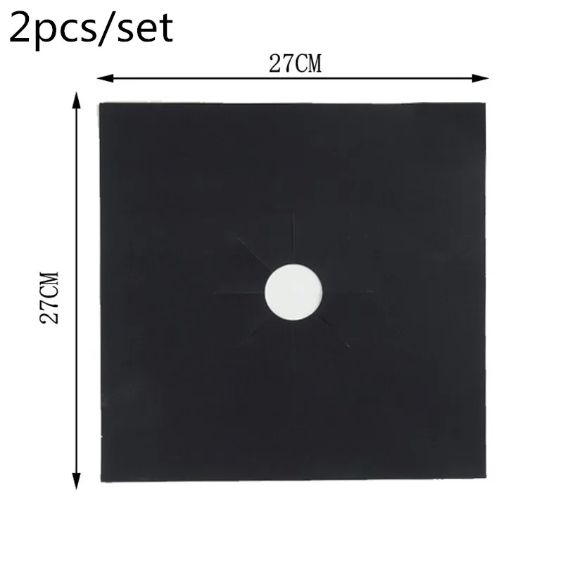 2pcs black 2/4/6 шт. газовых плит горелки Стекло волокна газовый протекторы для плиты плита горелки антипригарным Pad Кухня многоразовая плита чехлы - Цвет: 2pcs black