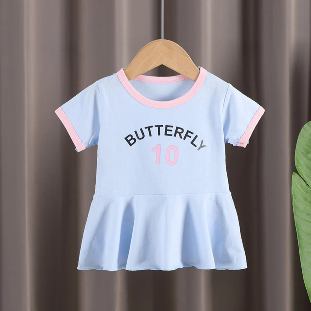 Летнее платье для девочек 2021 с буквенным принтом хлопковые костюмы принцессы на