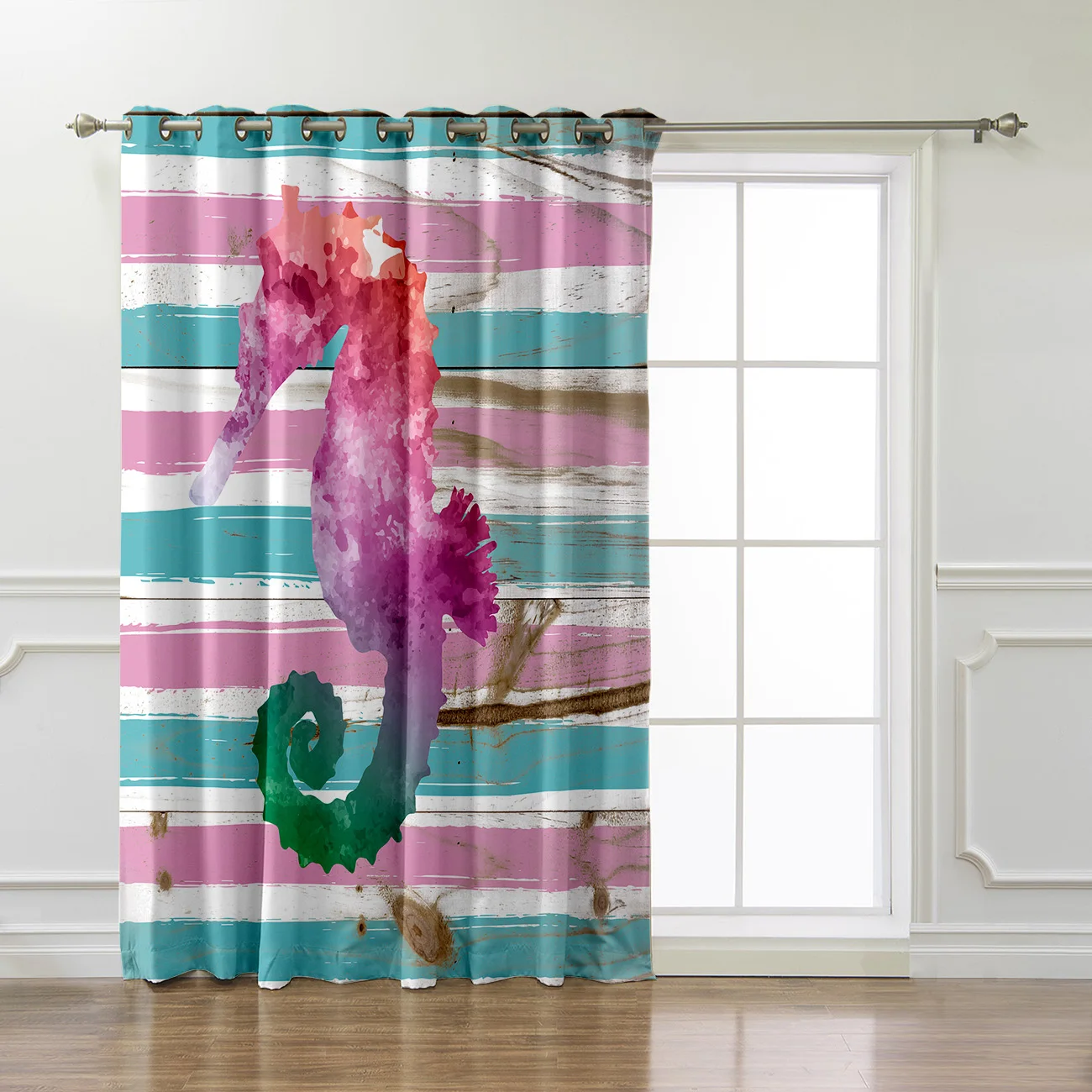 Watercolor Seahorses On The Board Window Blinds Living Room Bathroom Blackout Bedroom Indoor Fabric Treatment Ideas | Дом и сад
