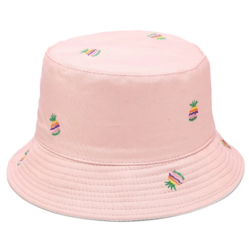Панама с ананасом модная двухсторонняя Хлопковая женская шапка шляпа вышивкой