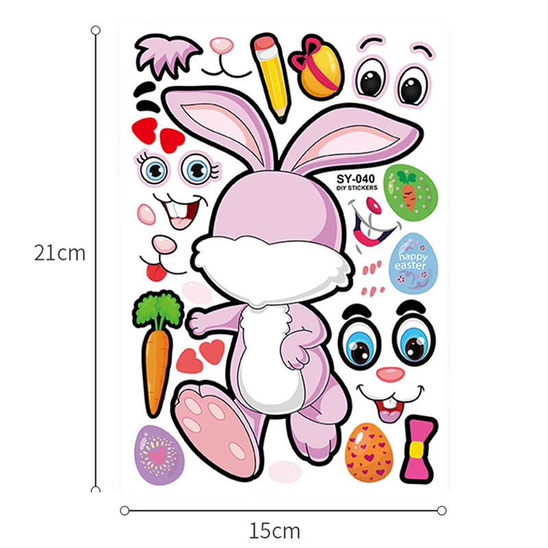 4 шт. листы наклеек DIY головоломка игры игрушки Сделай Сам-A-Bunny цыпленок