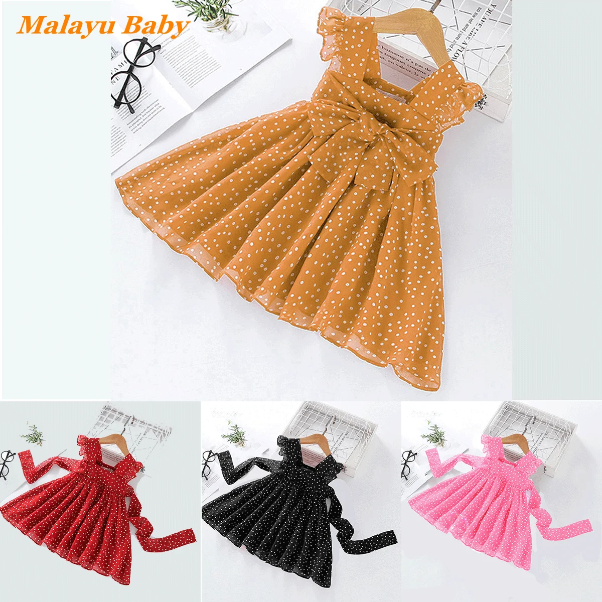 Детское Сетчатое платье без рукавов в горошек От 2 до 6 лет | Детская одежда и обувь