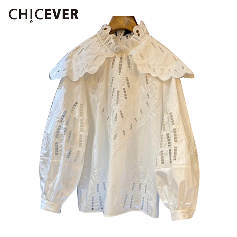Женская Лоскутная рубашка CHICEVER Повседневная с воротником-стойкой и длинными
