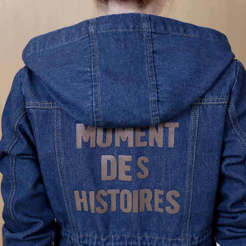 Куртка женская джинсовая с капюшоном ветровка из денима в Корейском стиле