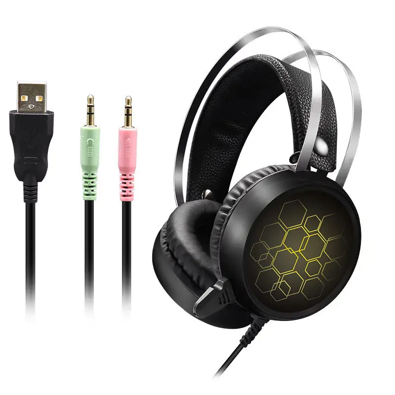 USB 7 1 Виртуальная объемная игровая стереогарнитура проводной светодиодный