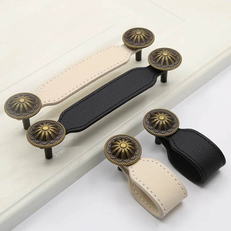 Современная простая мебель шкаф дверь кожаная ручка выдвижное оборудование