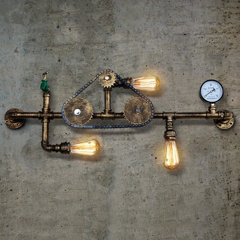 Настенные светильники в стиле ретро Лофт цепь для водопроводных труб