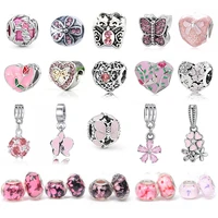 2pcslot pink charm pendant diy men women children bracelet necklace jewelry gifts for brand charm bracelet diy jewelry gift