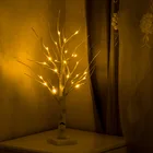 Светодиодный ночник на батарейках, белый светильник в виде березы, 45 см, 60 см, Настольная декоративная лампа на Рождество, свадьбу, спальню, ветки дерева