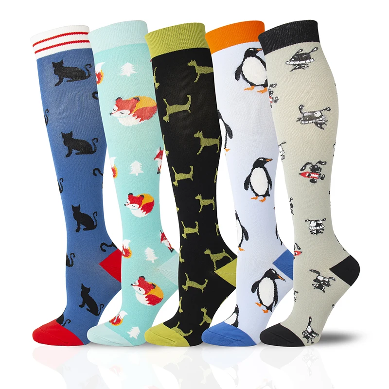 

Colorful Novelty Animal Compression Socks nursing Ladies Sweet Original Design Happy Funny Nylon Sports New Year Socks 2021 Gift