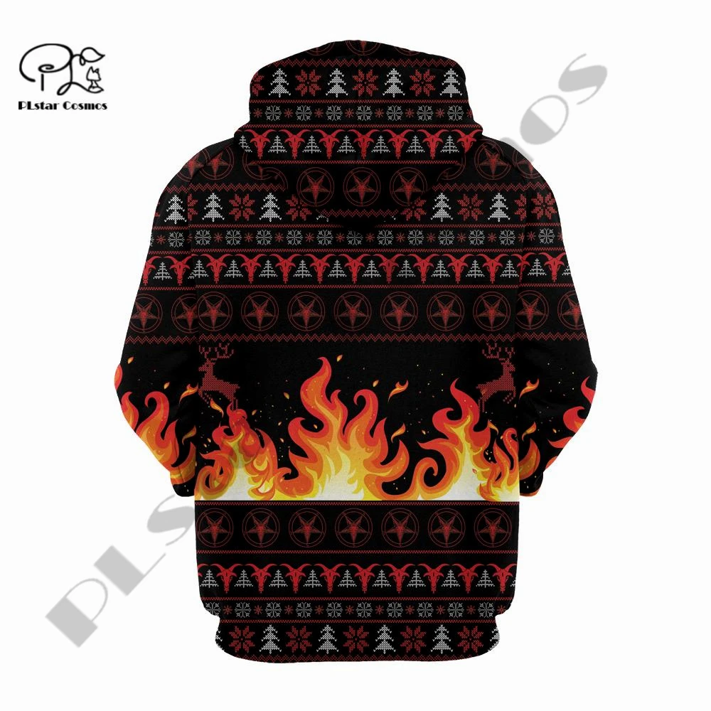 Новейшие Рождественские толстовки/свитшоты унисекс PLstar Cosmos 3 с принтом сатаны