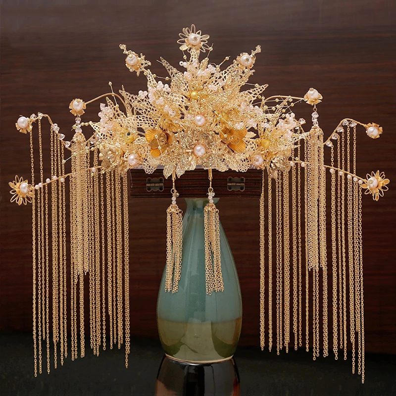 Головной убор для невесты китайский рокхоппер шаг рулон волос кисточка старая