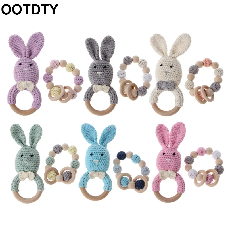 2 шт./компл. детский деревянный браслет для прорезывающихся зубов вязаный кролик
