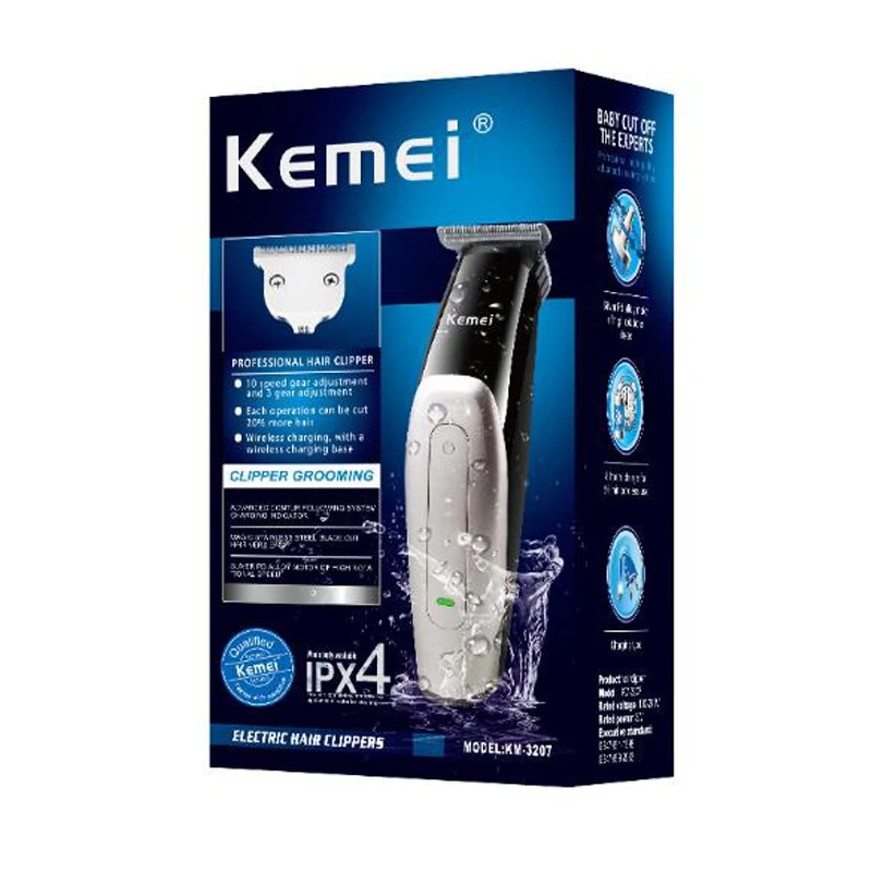 

Kemei hair clipper KM-3207 body washable rechargeable steel two-way haircut head professional electric hair clipper