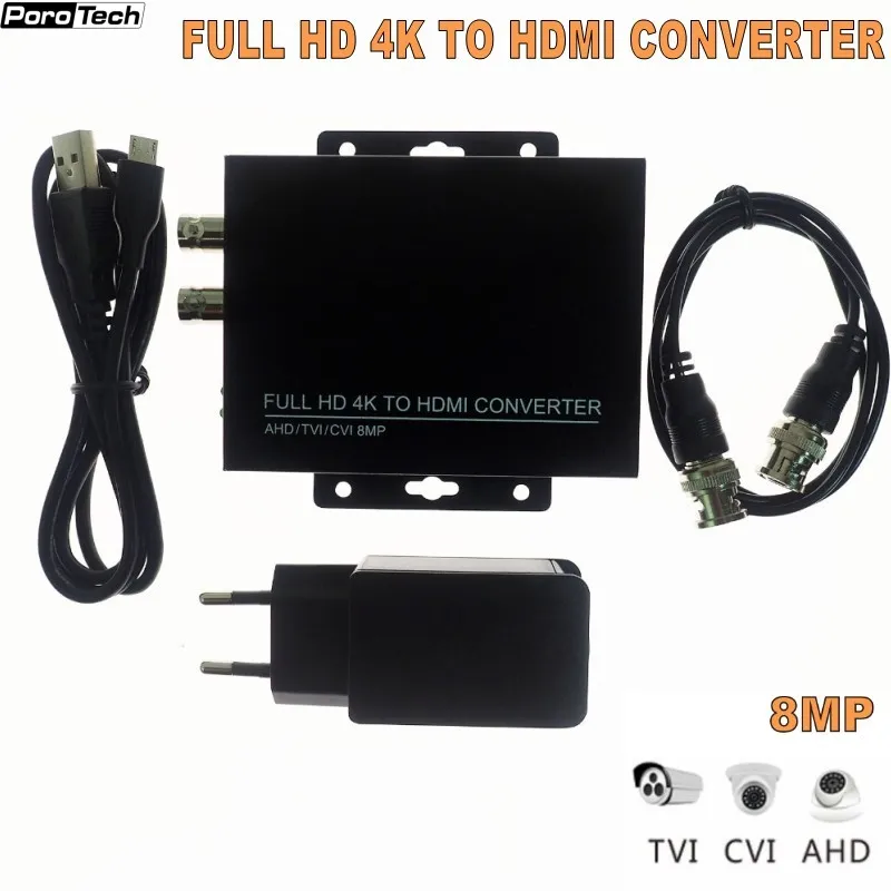 Конвертер 4K 720/1080P с разрешением 4 в 1 поддерживает CVI 8MP /TVI /AHD + CVBS HDMI тест