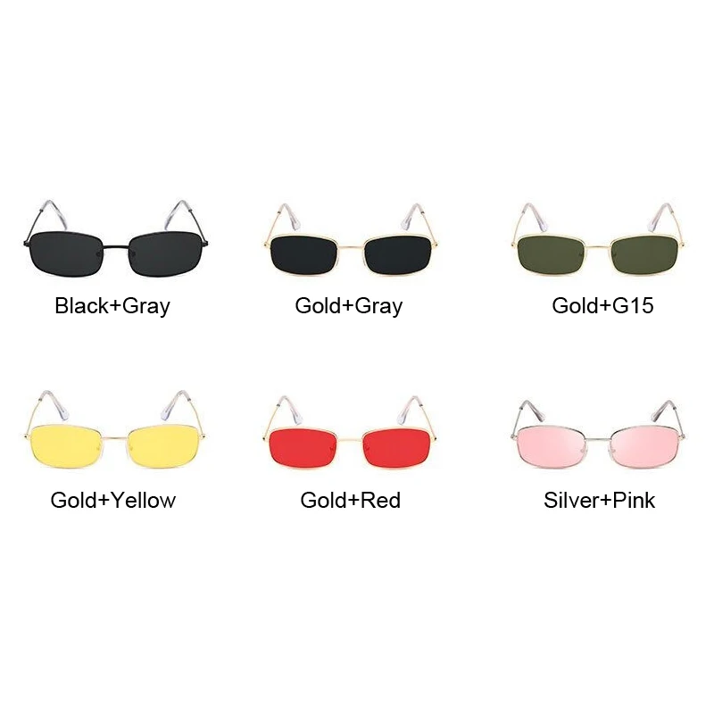 

Classic Rectangle Alloy Sunglasses Women Men Brand Designer Small Frame Sun Glasses Female Male Vintage Metal Oculos Feminino