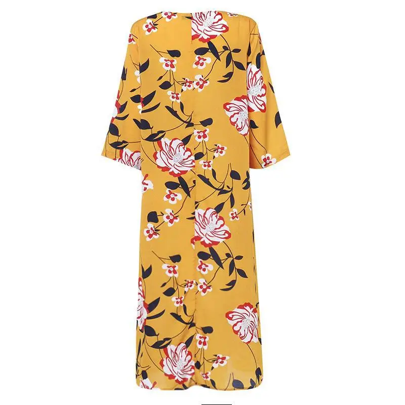 

Vintage boho women dress 4xl 5xl plus size clothing autumn long dress big size yellow black floral maxi dress beach robe femme