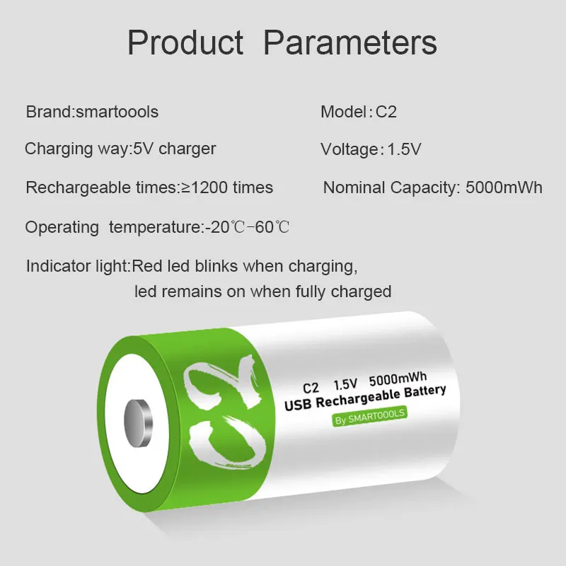 Новый размер C 1 5 V 5000mWh Универсальный Micro USB зарядные батареи перезаряжаемые литий