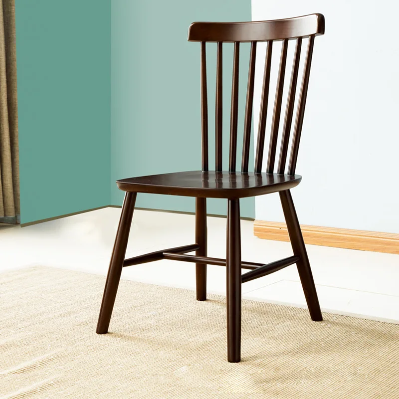 

All solid wood chair Nordic simple Windsor chair hotel coffee shop home back stool black chair dining table chair