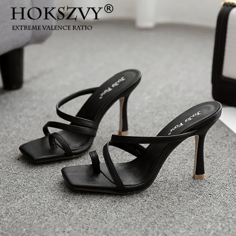 

HOKSZVY 2020 Summer Thin Heeled Toe Covering Thin Drawstring Women's Shoes Leisure Mid-Heeled Sandals Fashion JXQ
