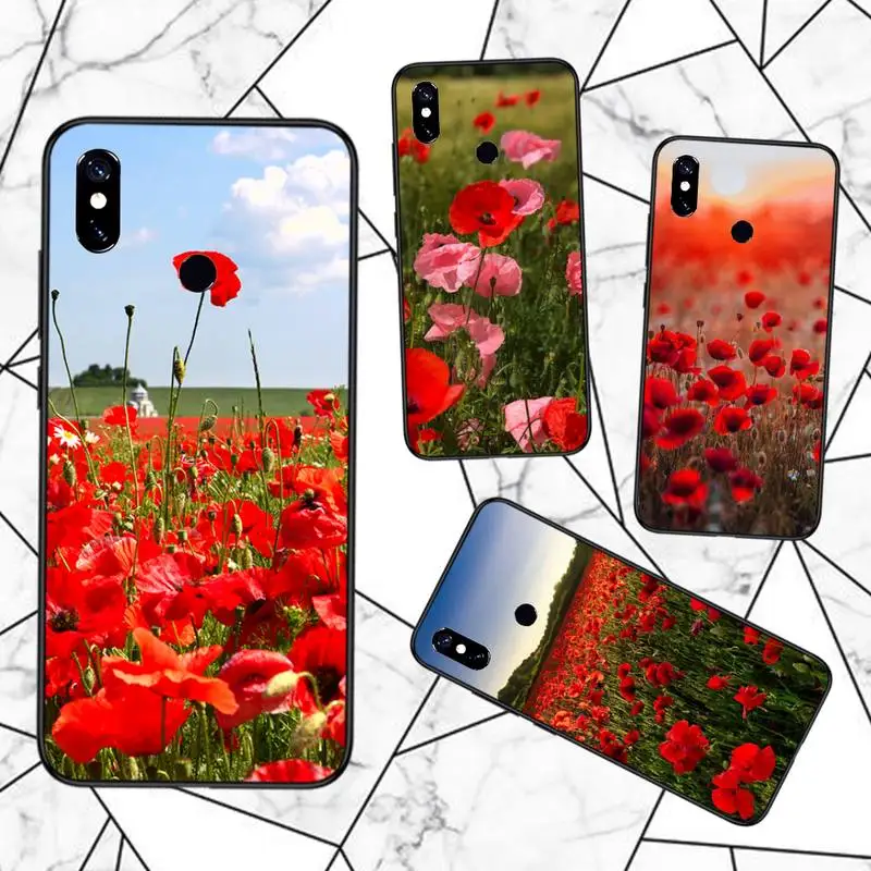 

Red Poppies beautiful flowers Phone Case For Xiaomi Redmi note 7 8 9 t max3 s 10 pro lite funda coque shell cover