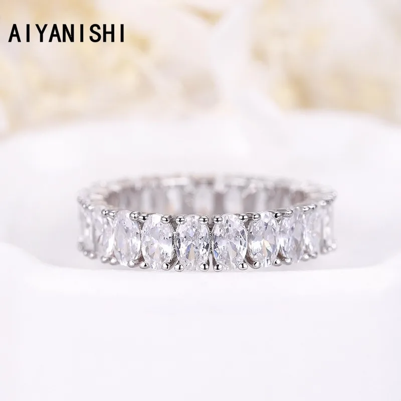 

AIYANISHI Solid 925 Sterling Silver Micro Pave Setting Zircon Circle Dainty Rings for Women Wedding band Valentine's Day Gifts