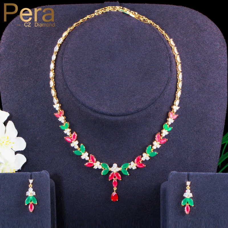 Пера блестящий красный зеленый CZ Циркон Африканский нигерийский золотой цвет