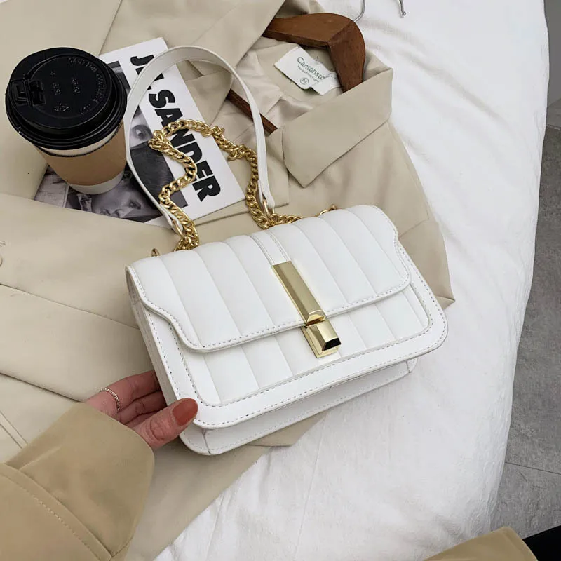 

Chain PU Leather Small Crossbody Bags for Women 2021 Quality Ladies Designer Handbags Shoulder Simple Bag Women's Hand Bag