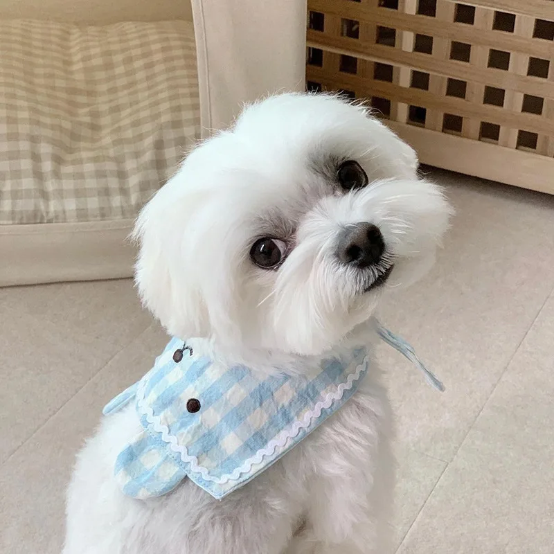 

Cute pet dog lace smiling face Bib Cloak vest saliva towel than bear teddy Pomeranian Bib cat