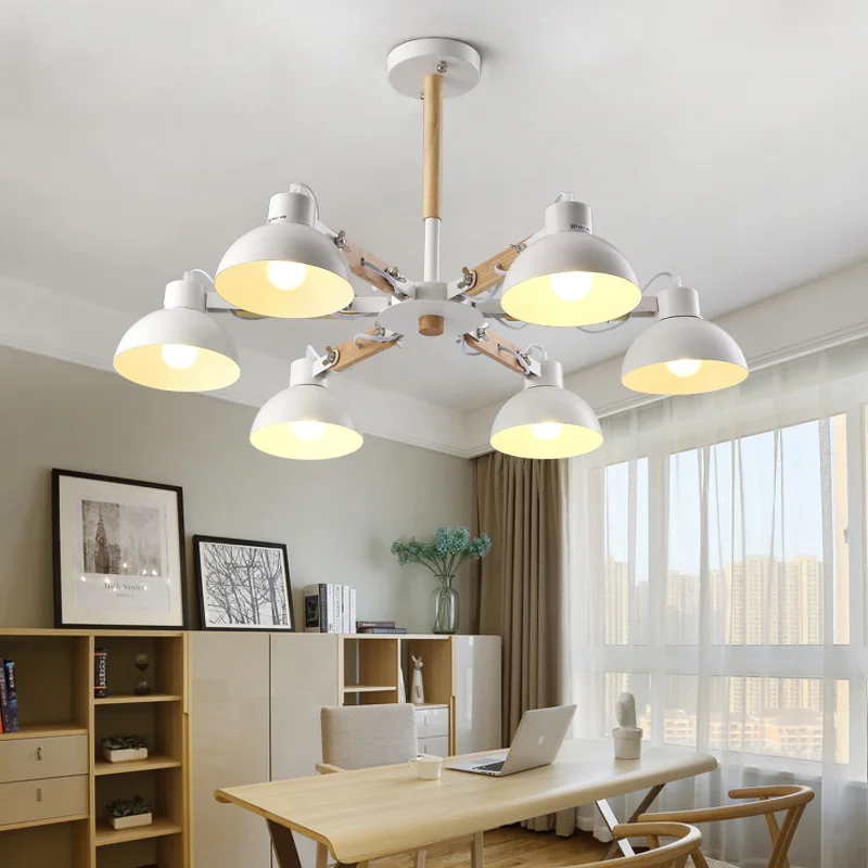 

Nordic Wooden Black Or White Metal Ceiling Lamp Modern Metal Pendant Lights For Living Room Bedroom Kitchen Dining Room Lights