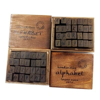 28 pcsset kawaii multi purpose handwriting lowercaseuppercase alphabet letter wooden rubber stamp set craft
